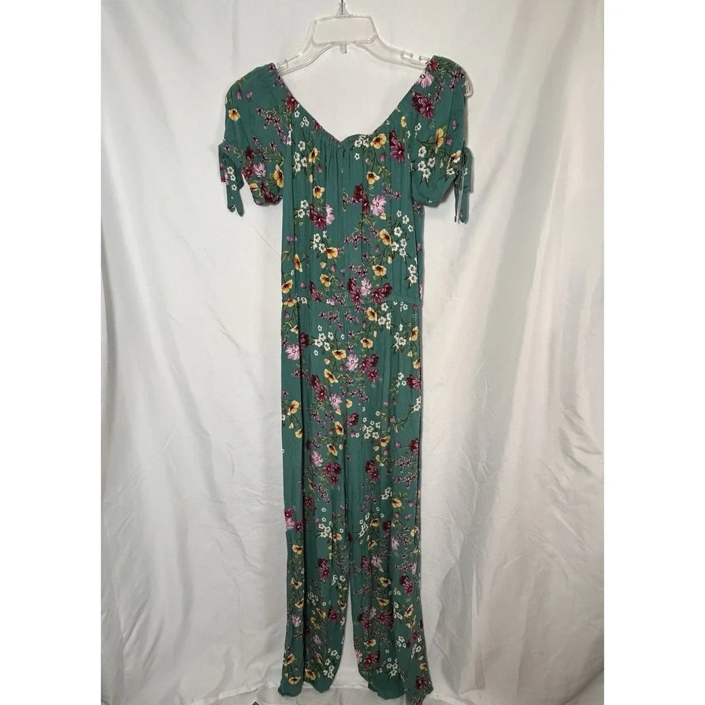 Exhilaration Women's Green Floral Jumpsuit‎ Size XS Summer Travel Vacation